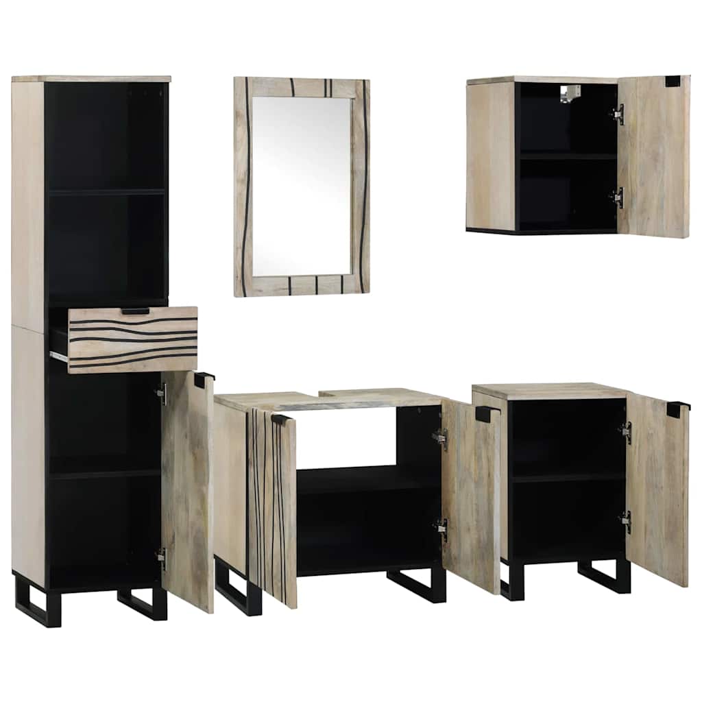 Badezimmermöbel Set mit Schubladen mit Regal 5 pcs Walnussbraun