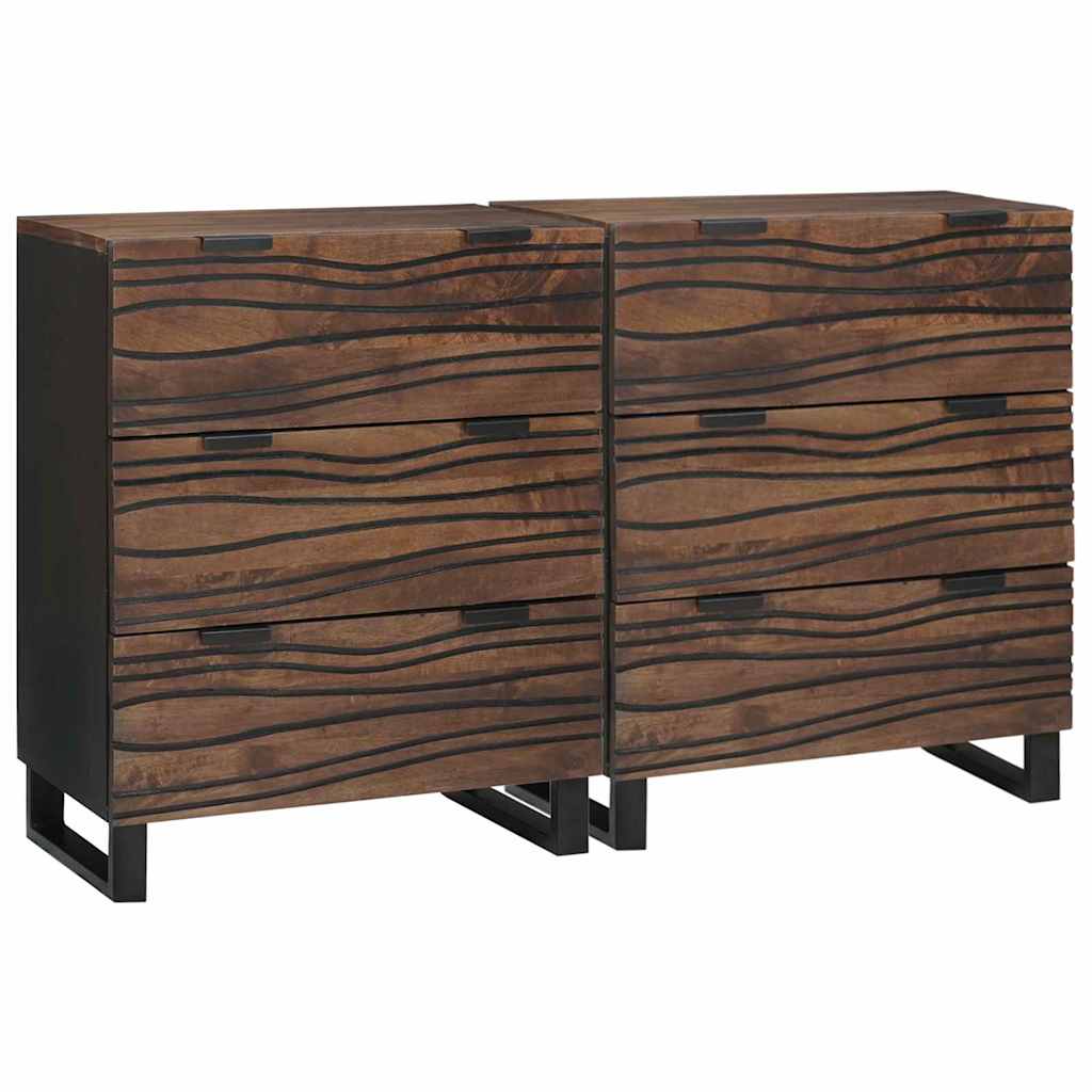 Sideboard Set 2 stk. Walnuss 120 x 33 x 75 cm Massivholz Mango