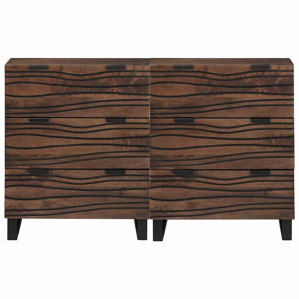 Sideboard Set 2 stk. Walnuss 120 x 33 x 75 cm Massivholz Mango