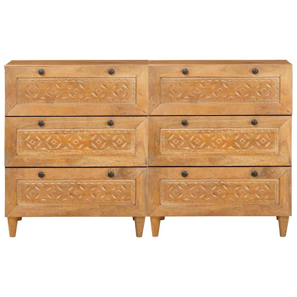 Sideboard 2 stk. 120 x 33,5 x 75 cm massives Mangoholz Braun