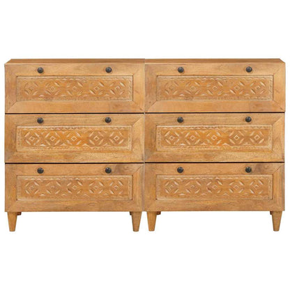 Sideboard 2 stk. 120 x 33,5 x 75 cm massives Mangoholz Braun