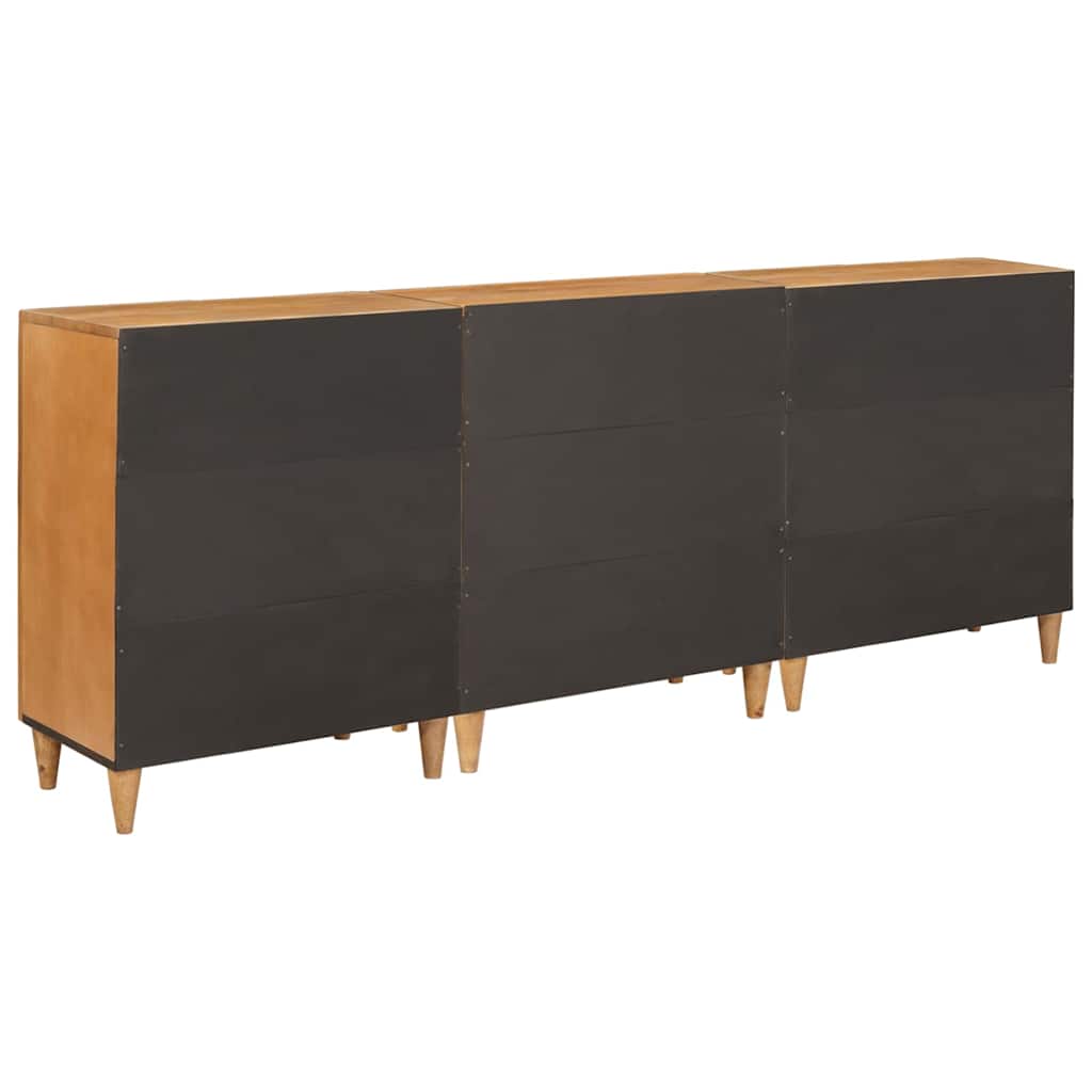 Sideboard 3 stk. 180 x 33,5 x 75 cm massives Mangoholz Braun