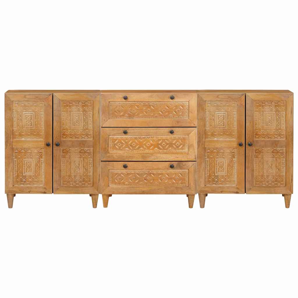 Sideboard 3 stk. 180 x 33,5 x 75 cm massives Mangoholz Braun