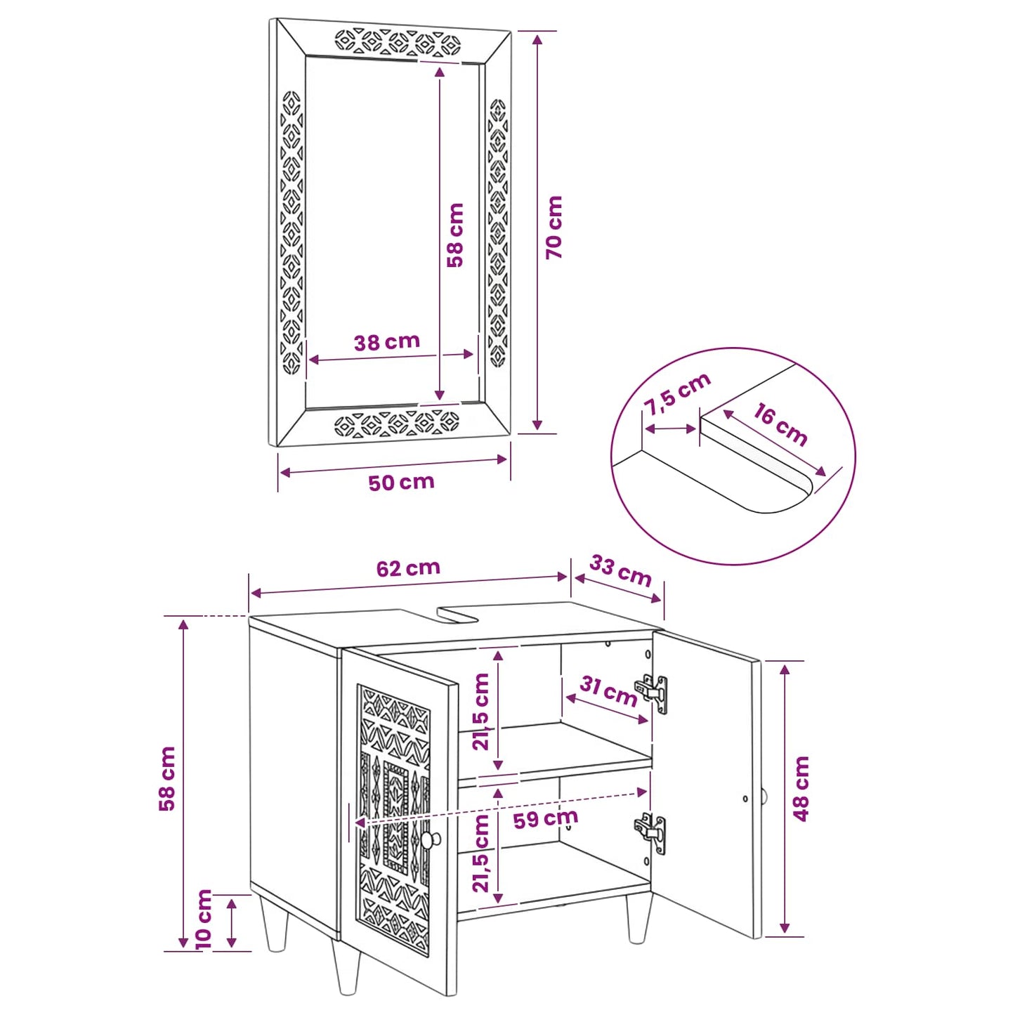 Badezimmermöbel-Set 2 stk. Braun 62 x 33 x 58 cm Holzwerkstoff