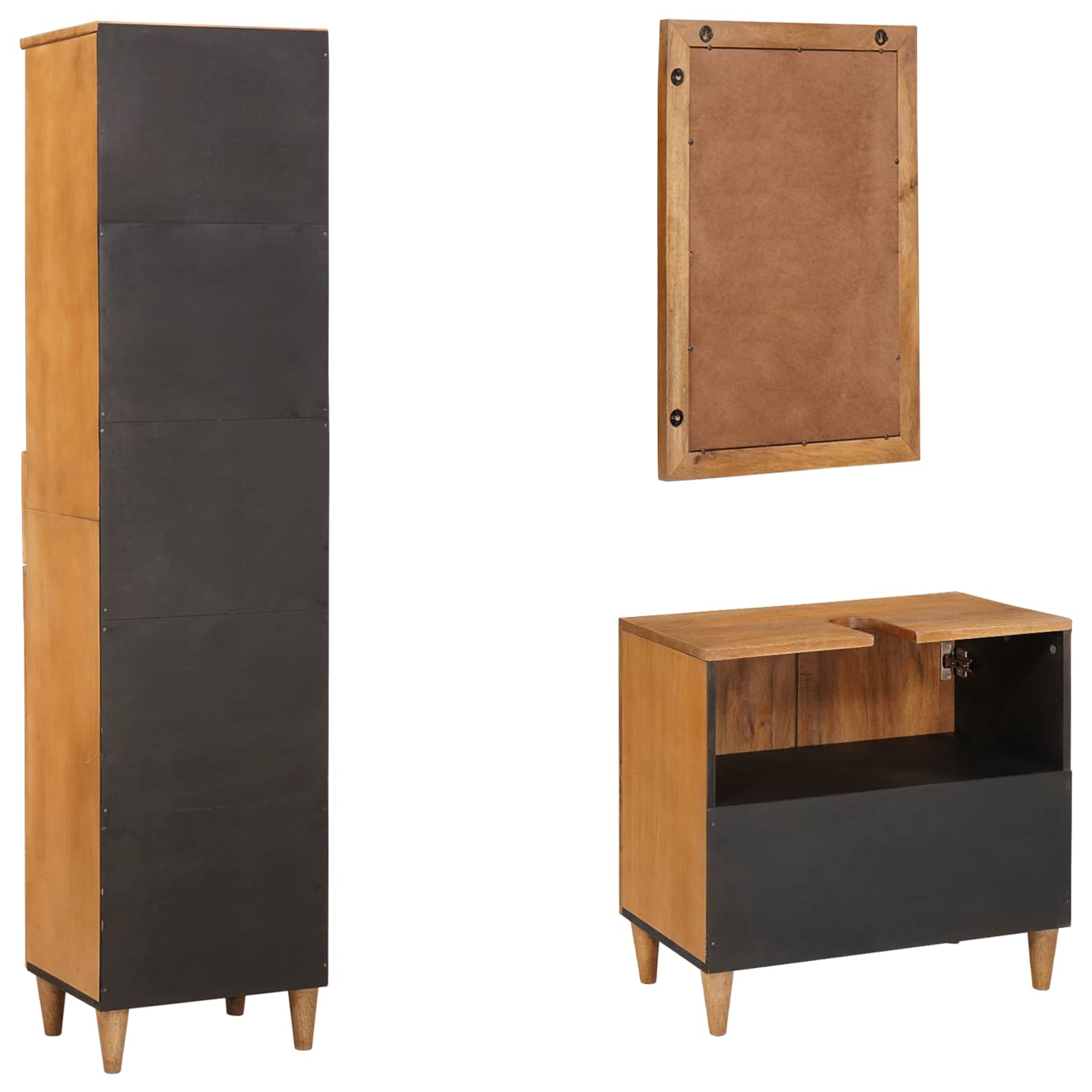 Badezimmermöbel-Set 3 stk. Braun 38 x 33 x 160 cm Holzwerkstoff