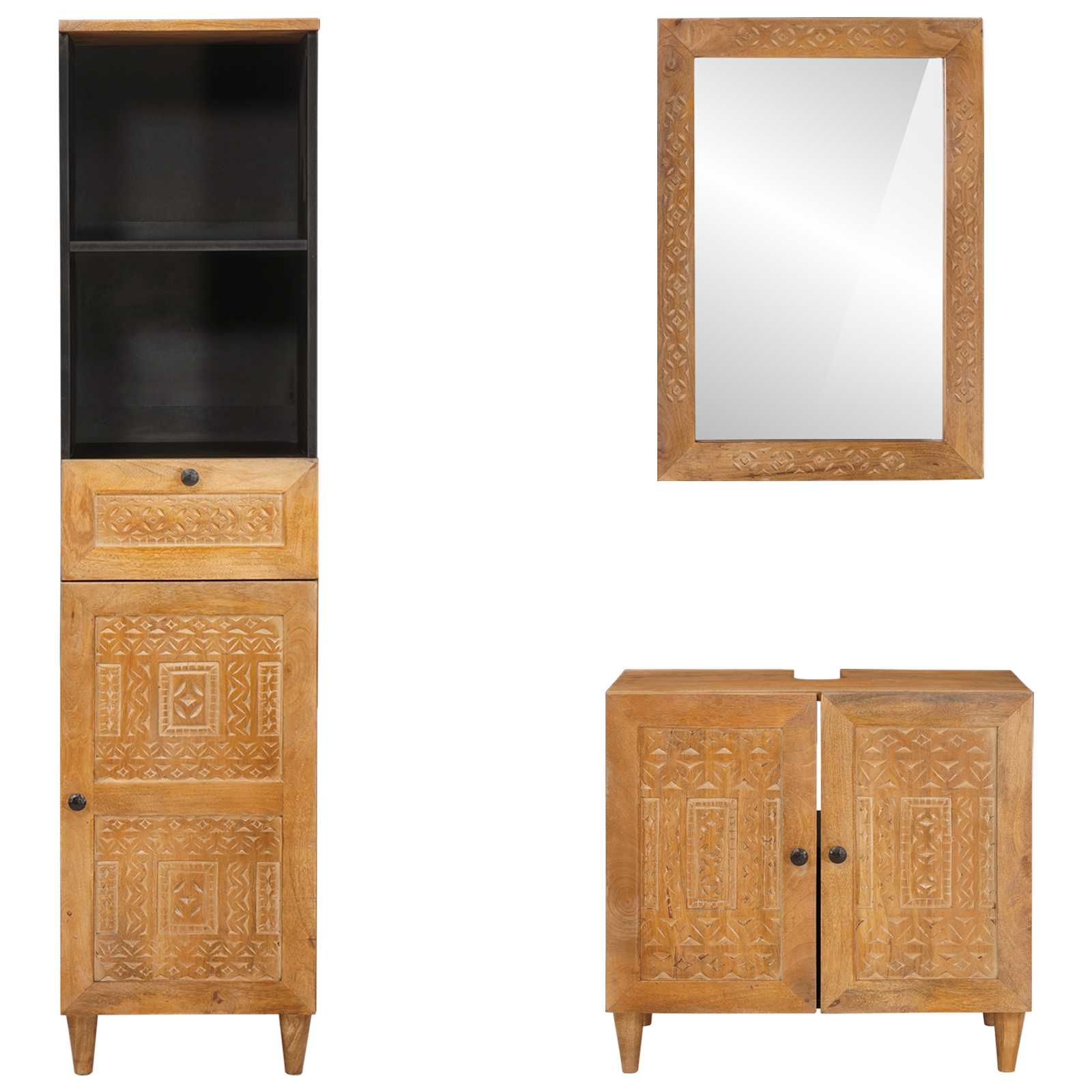 Badezimmermöbel-Set 3 stk. Braun 38 x 33 x 160 cm Holzwerkstoff