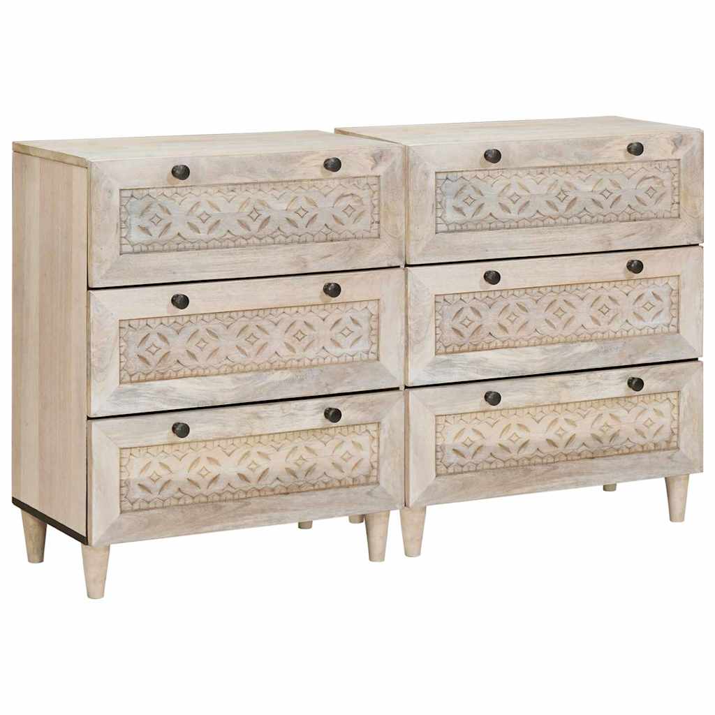 Sideboard 2 pcs Weiß 120 x 33,5 x 75 cm massives Mangoholz