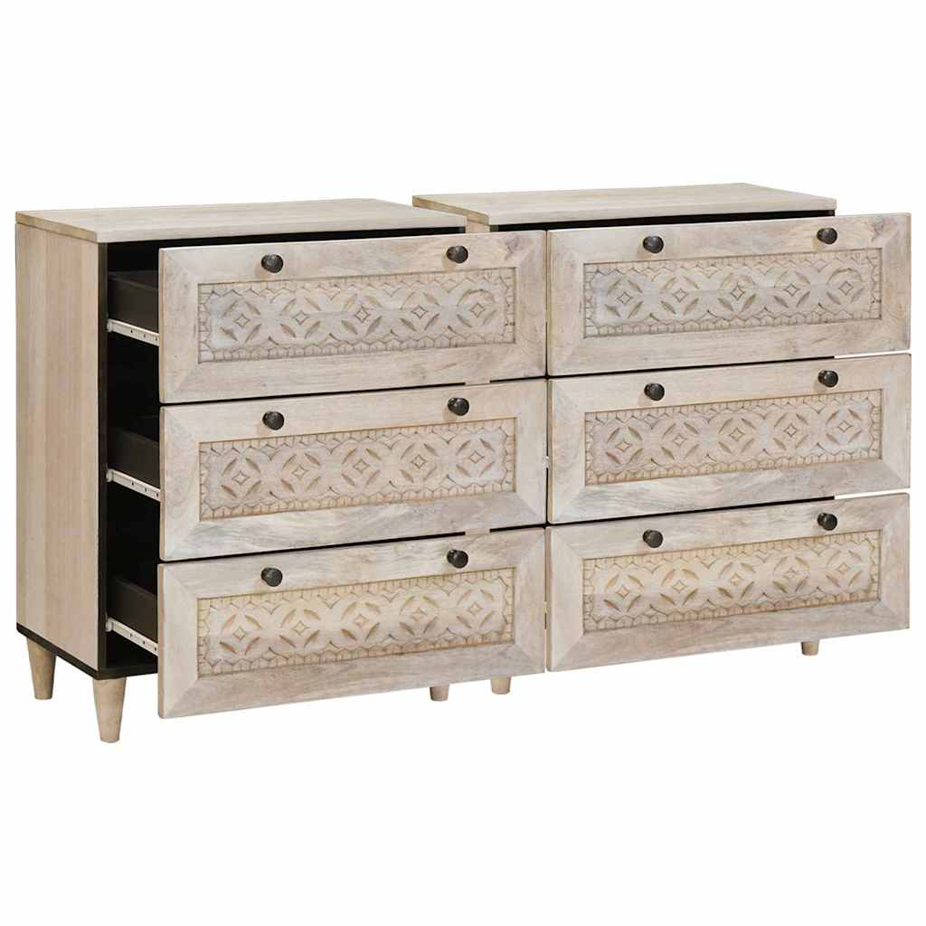 Sideboard 2 pcs Weiß 120 x 33,5 x 75 cm massives Mangoholz