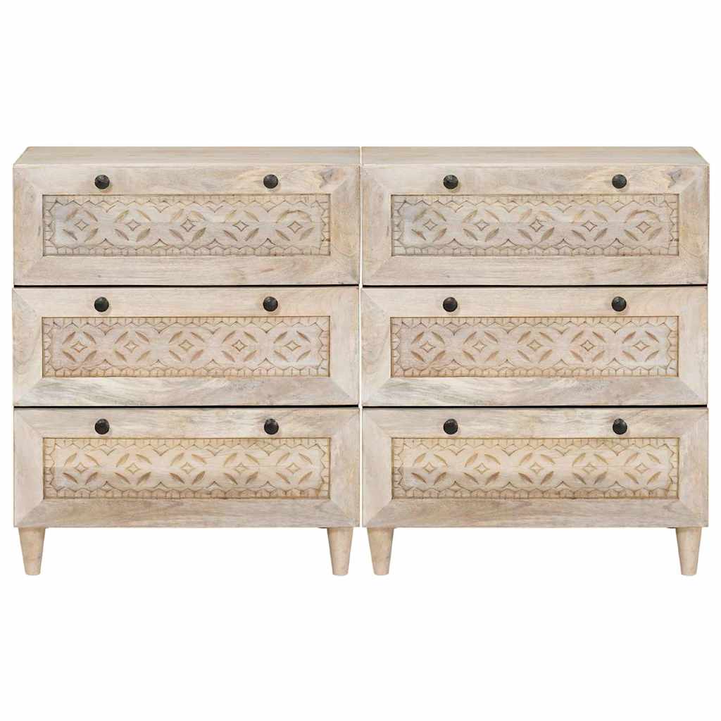 Sideboard 2 pcs Weiß 120 x 33,5 x 75 cm massives Mangoholz
