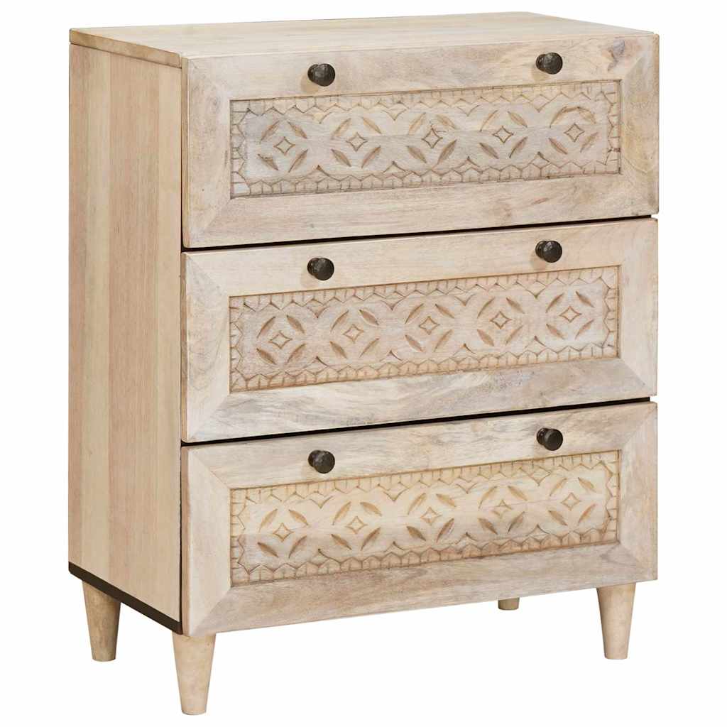 Sideboard 3 Stk. 180 x 33,5 x 75 cm massives Mangoholz Weiß