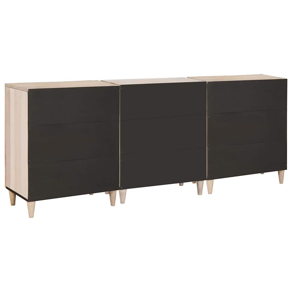 Sideboard 3 Stk. 180 x 33,5 x 75 cm massives Mangoholz Weiß