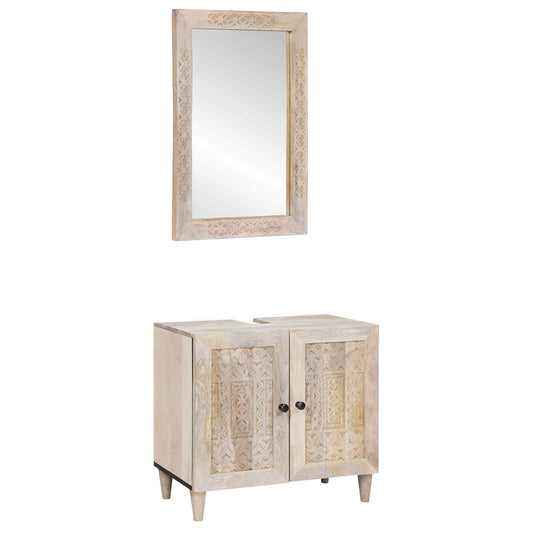 Badezimmermöbel-Set 2 stk. Weiß 62 x 33 x 58 cm Holzwerkstoff