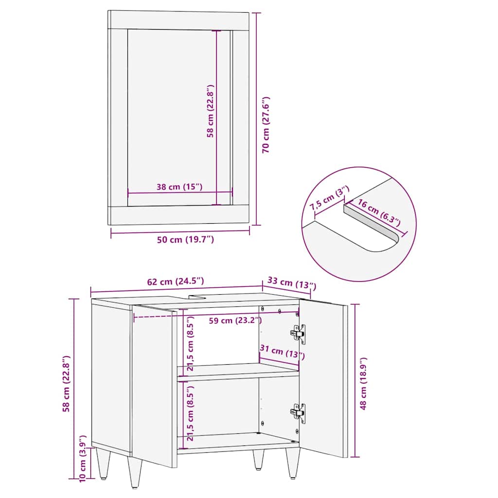 Badezimmermöbel-Set 2 stk. Weiß 62 x 33 x 58 cm Holzwerkstoff