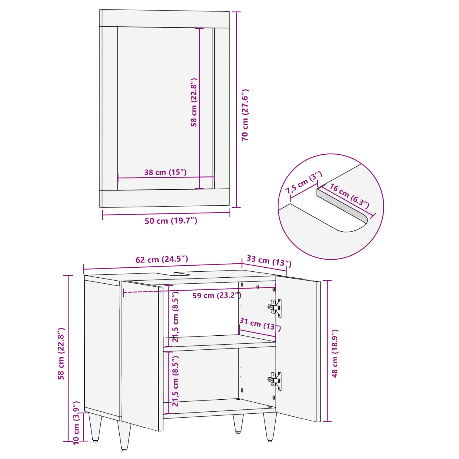 Badezimmermöbel-Set 2 stk. Weiß 62 x 33 x 58 cm Holzwerkstoff