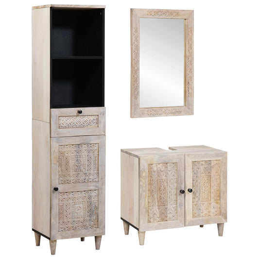 Badezimmermöbel-Set 3 stk. Weiß 38 x 33 x 160 cm Holzwerkstoff