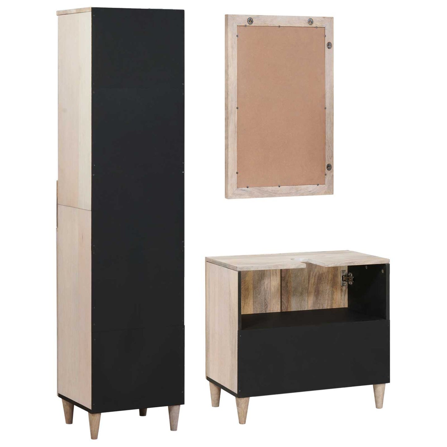 Badezimmermöbel-Set mit Schubladen 3 pcs Weiß Holzwerkstoff