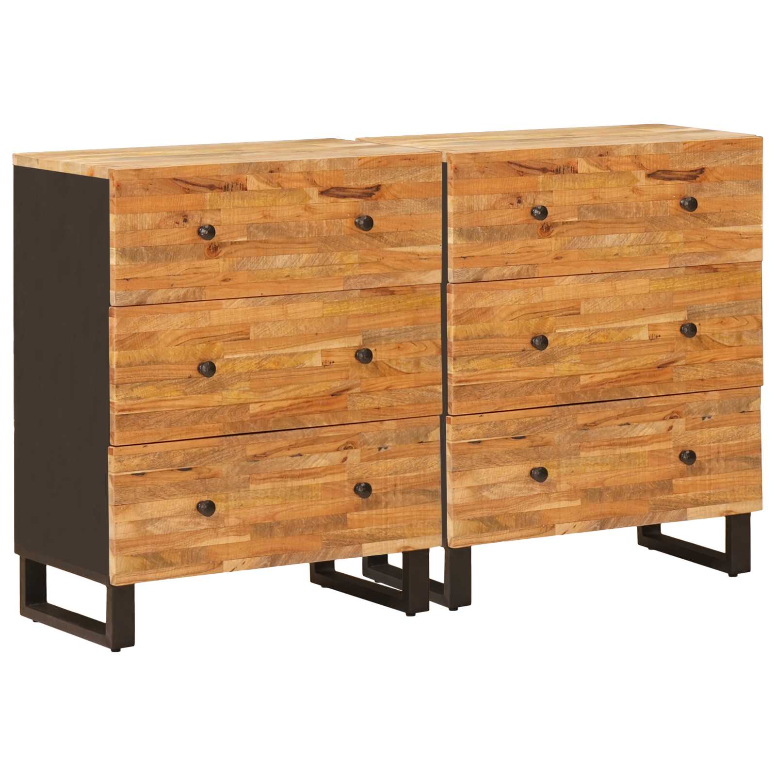 Sideboard 2 Stk. 60 x 33 x 75 cm Massivholz Mango Braun