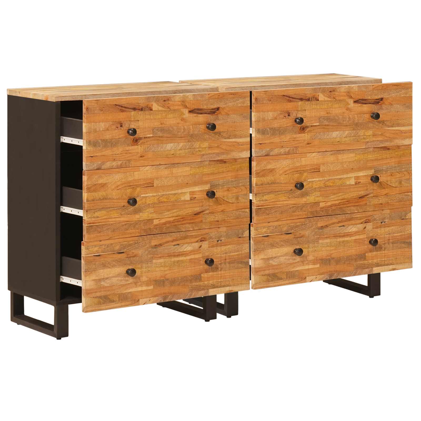 Sideboard 2 Stk. 60 x 33 x 75 cm Massivholz Mango Braun