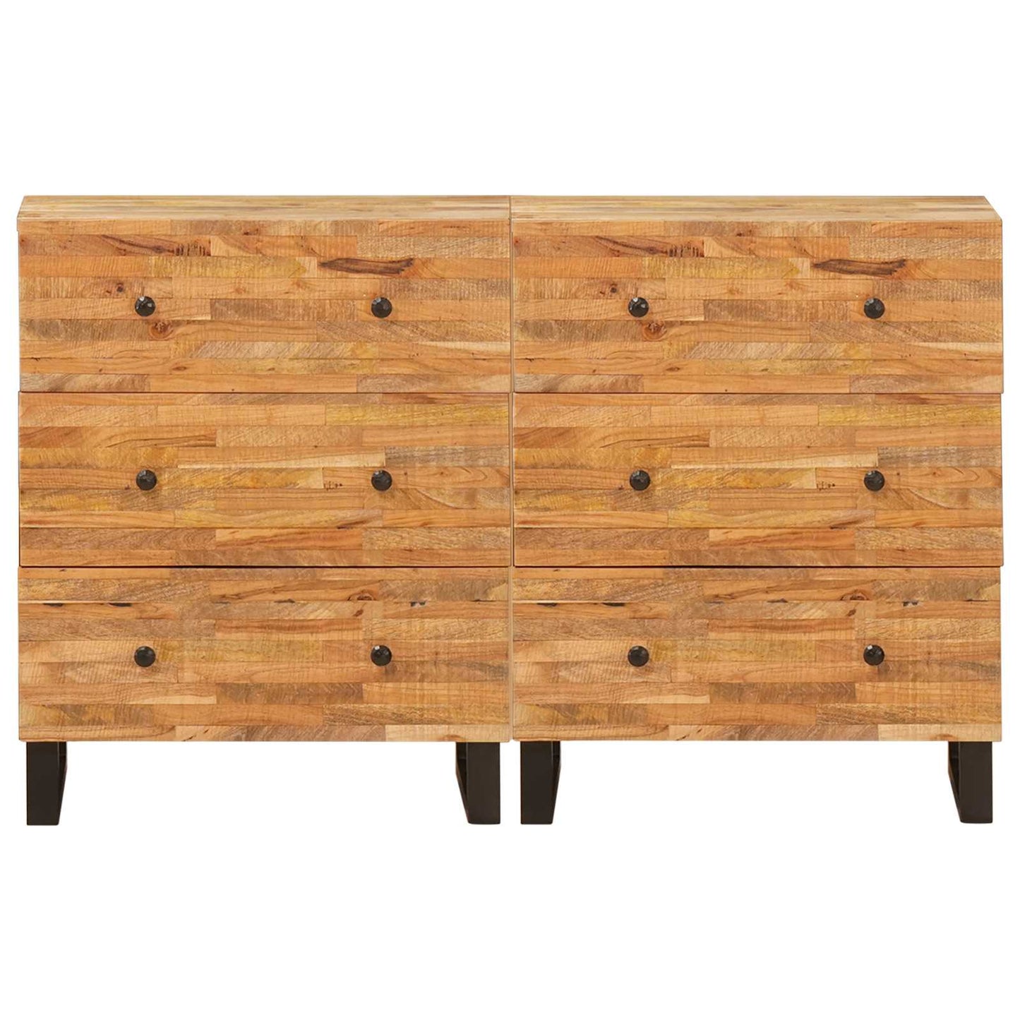 Sideboard 2 Stk. 60 x 33 x 75 cm Massivholz Mango Braun