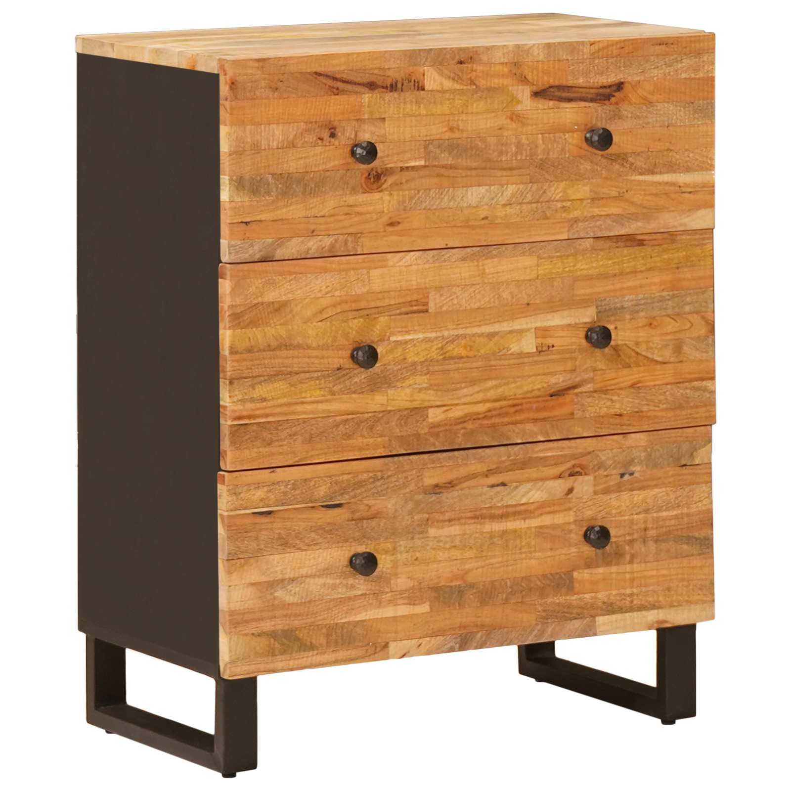Sideboard 3 Stk. 60 x 33 x 75 cm Massivholz Mango Braun