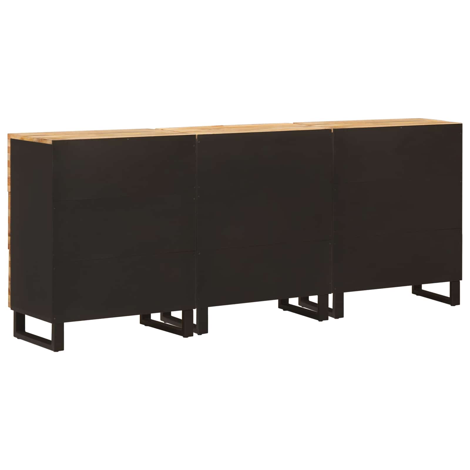 Sideboard 3 Stk. 60 x 33 x 75 cm Massivholz Mango Braun