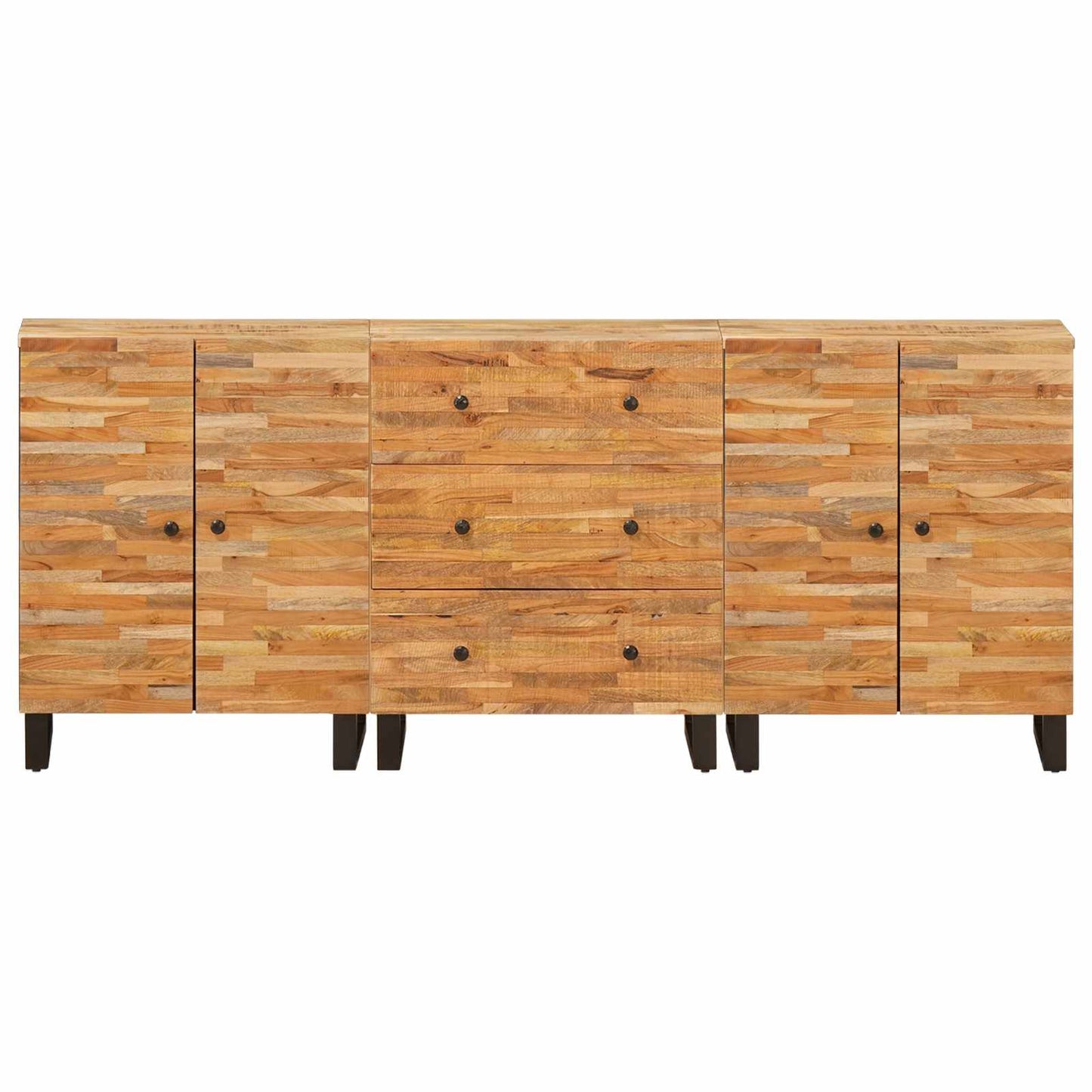 Sideboard 3 Stk. 60 x 33 x 75 cm Massivholz Mango Braun