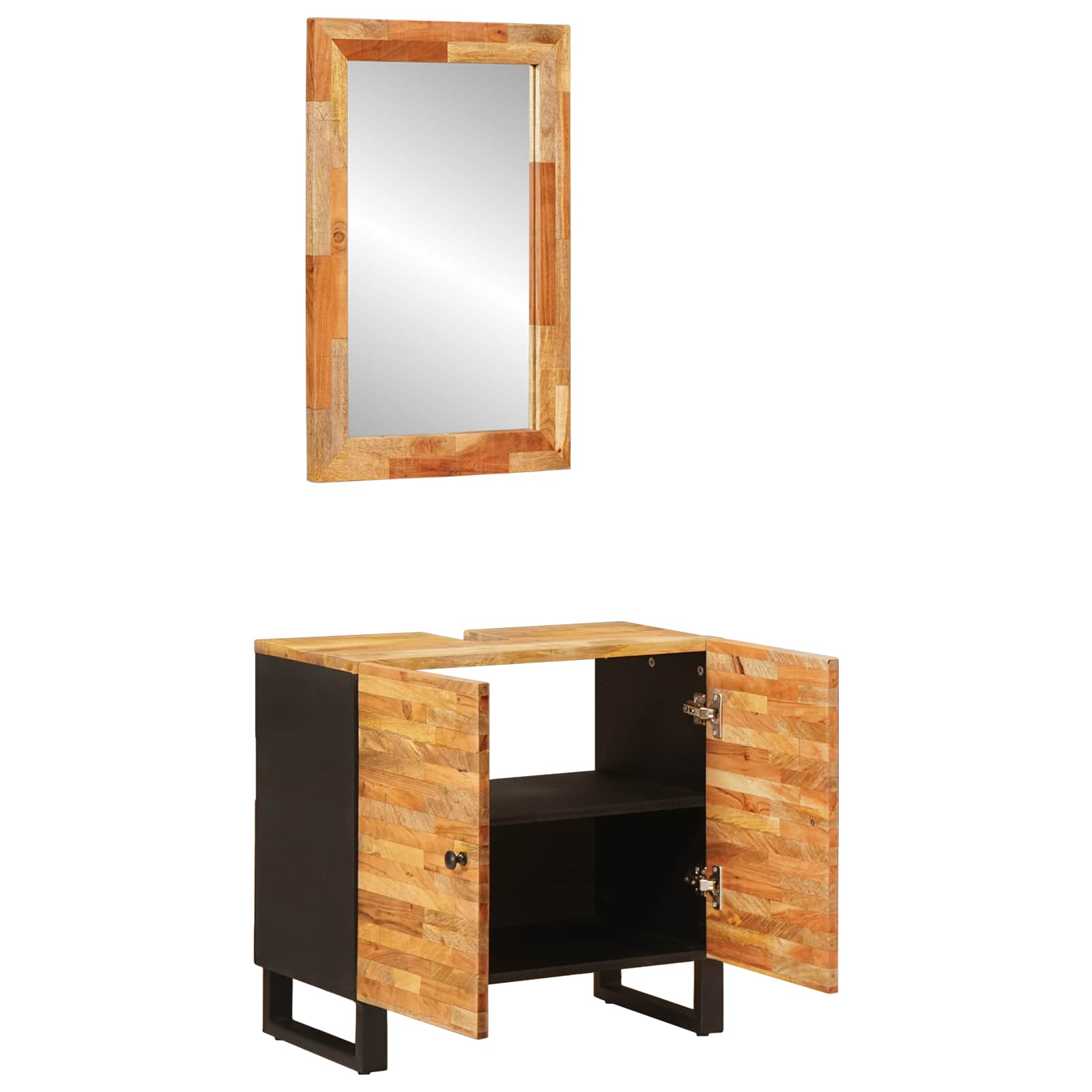 Badezimmer Sets 2 stk. Natur 62 x 33 x 68 cm Massivholz Mango