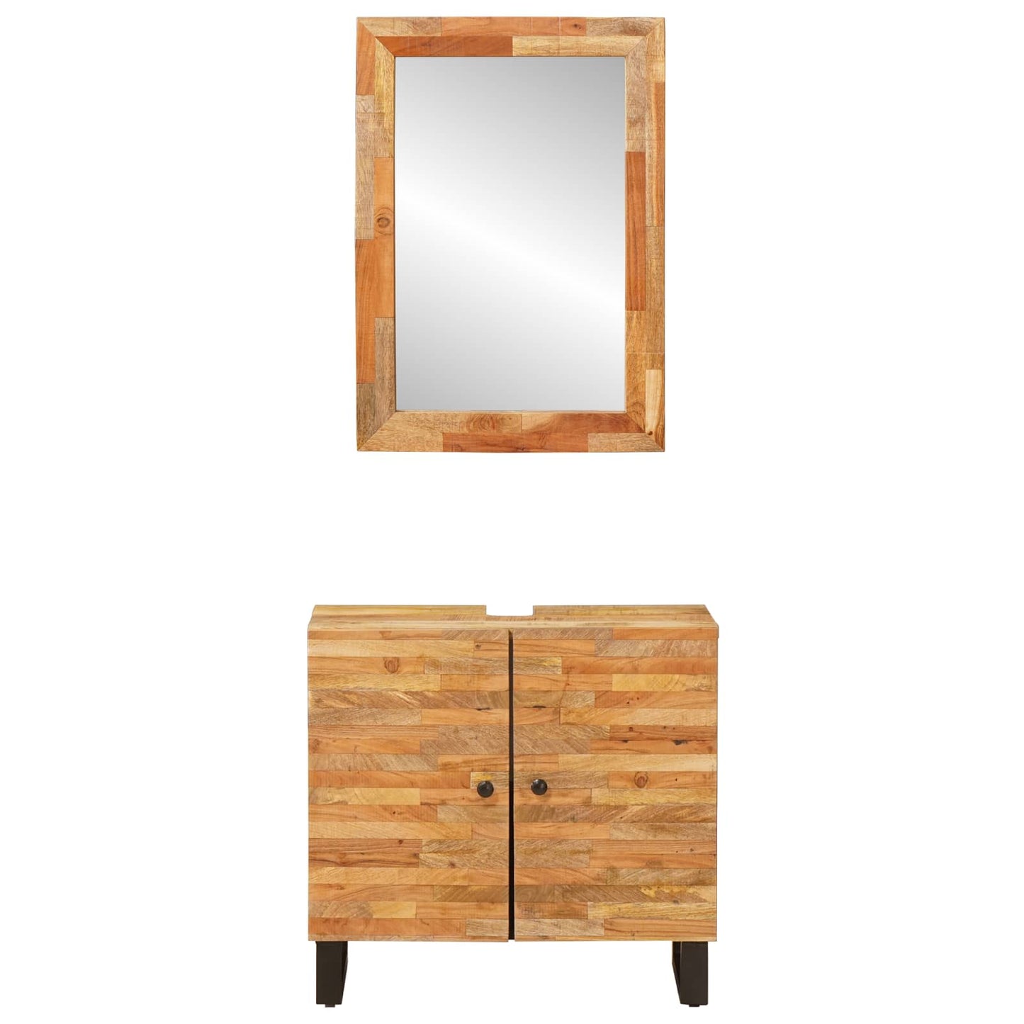 Badezimmer Sets 2 stk. Natur 62 x 33 x 68 cm Massivholz Mango