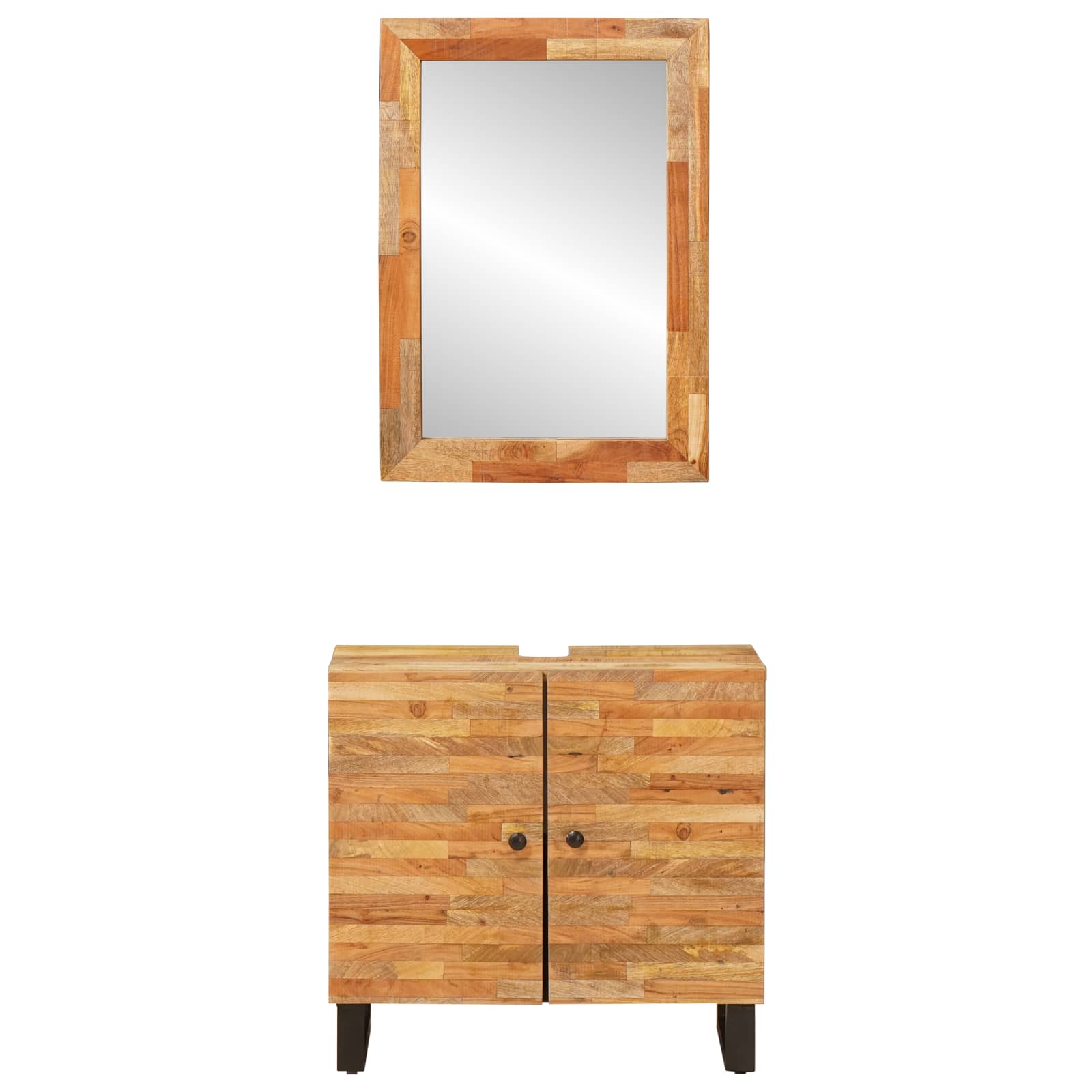 Badezimmer Sets 2 stk. Natur 62 x 33 x 68 cm Massivholz Mango