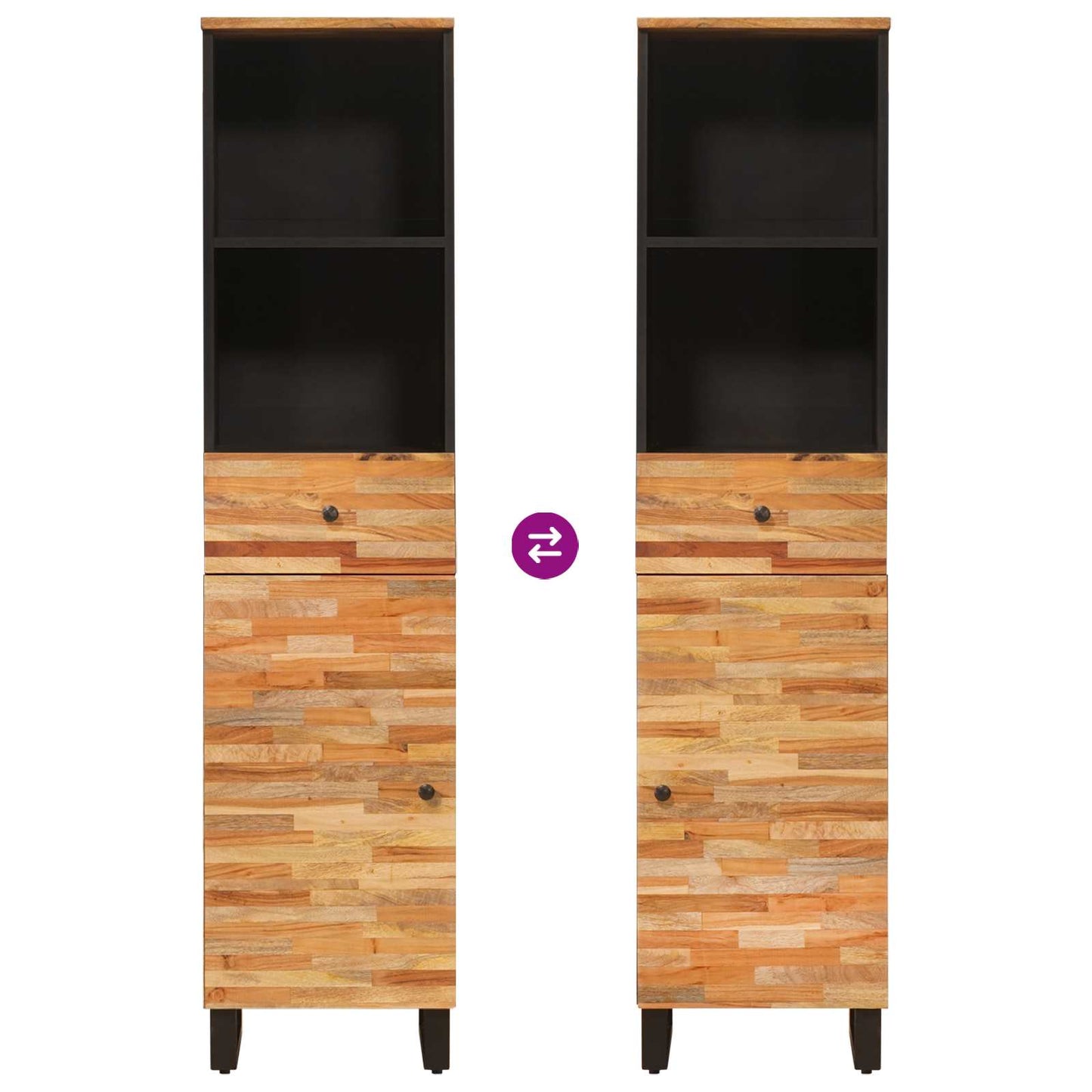 Badezimmer Sets mit Schubladen mit Regal Natur Massivholz Mango