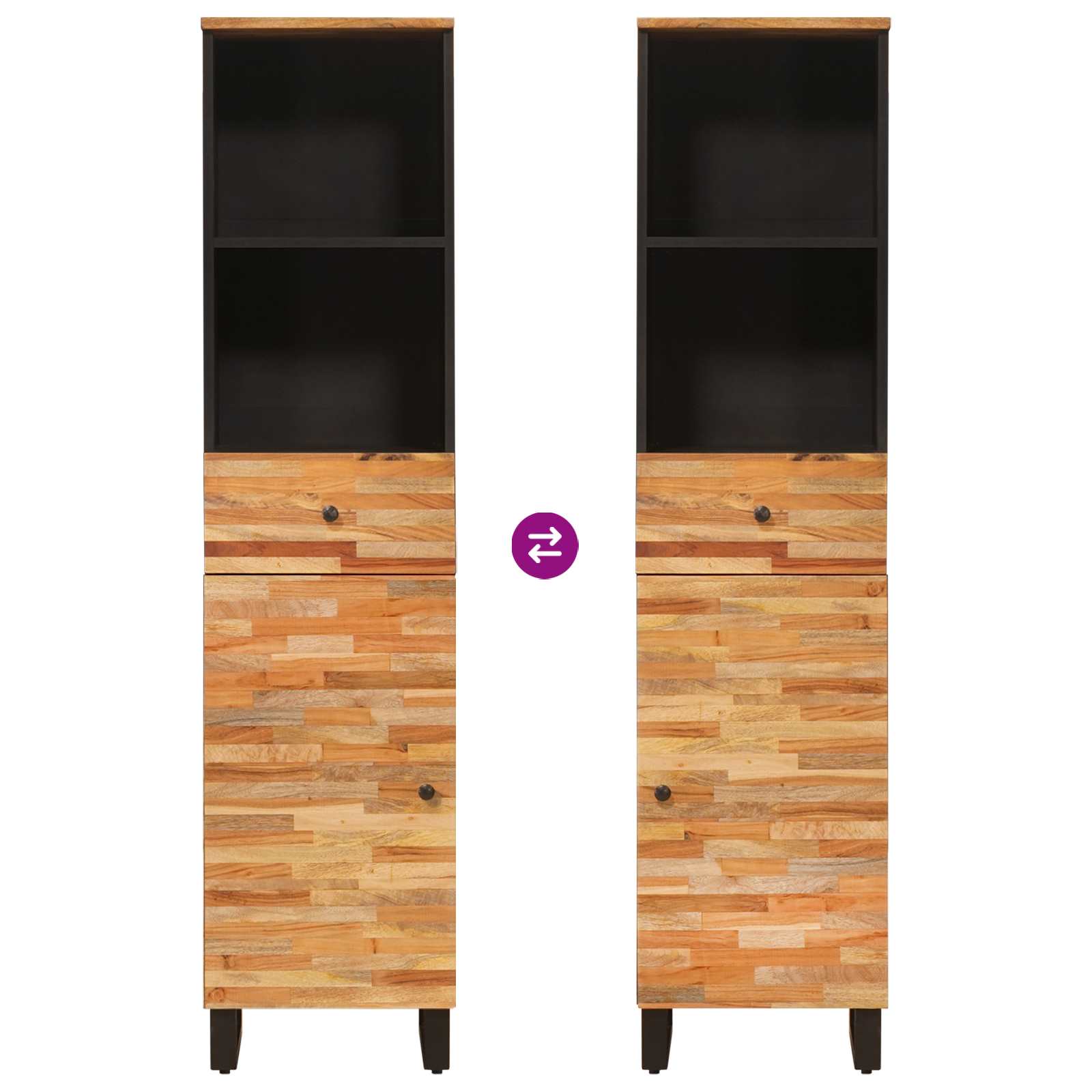 Badezimmer Sets mit Schubladen mit Regal Natur Massivholz Mango