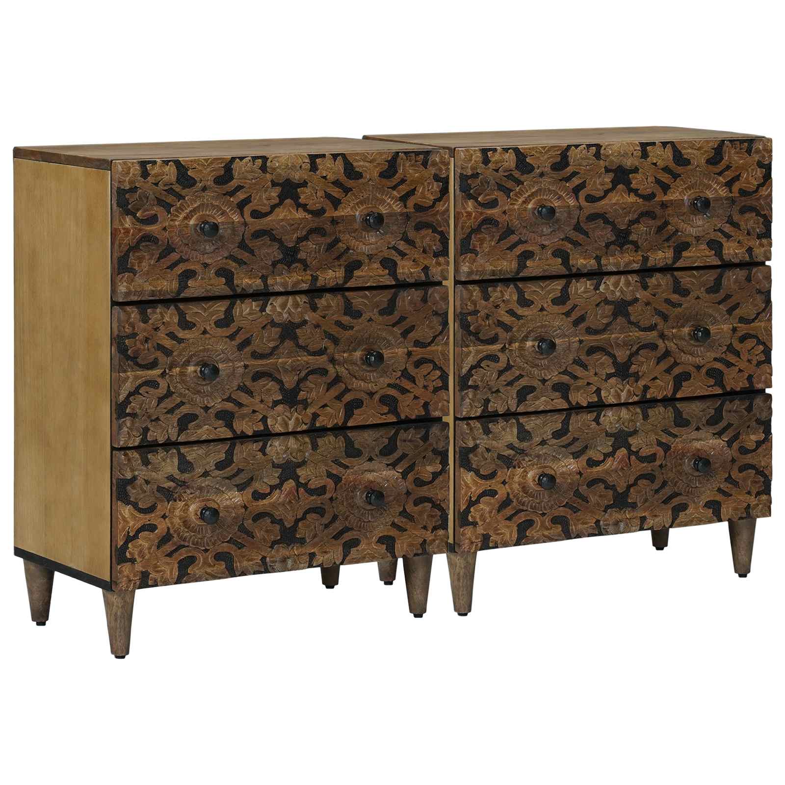 Sideboard 2 stk. 60 x 33,5 x 75 cm Massivholz Mango Braun