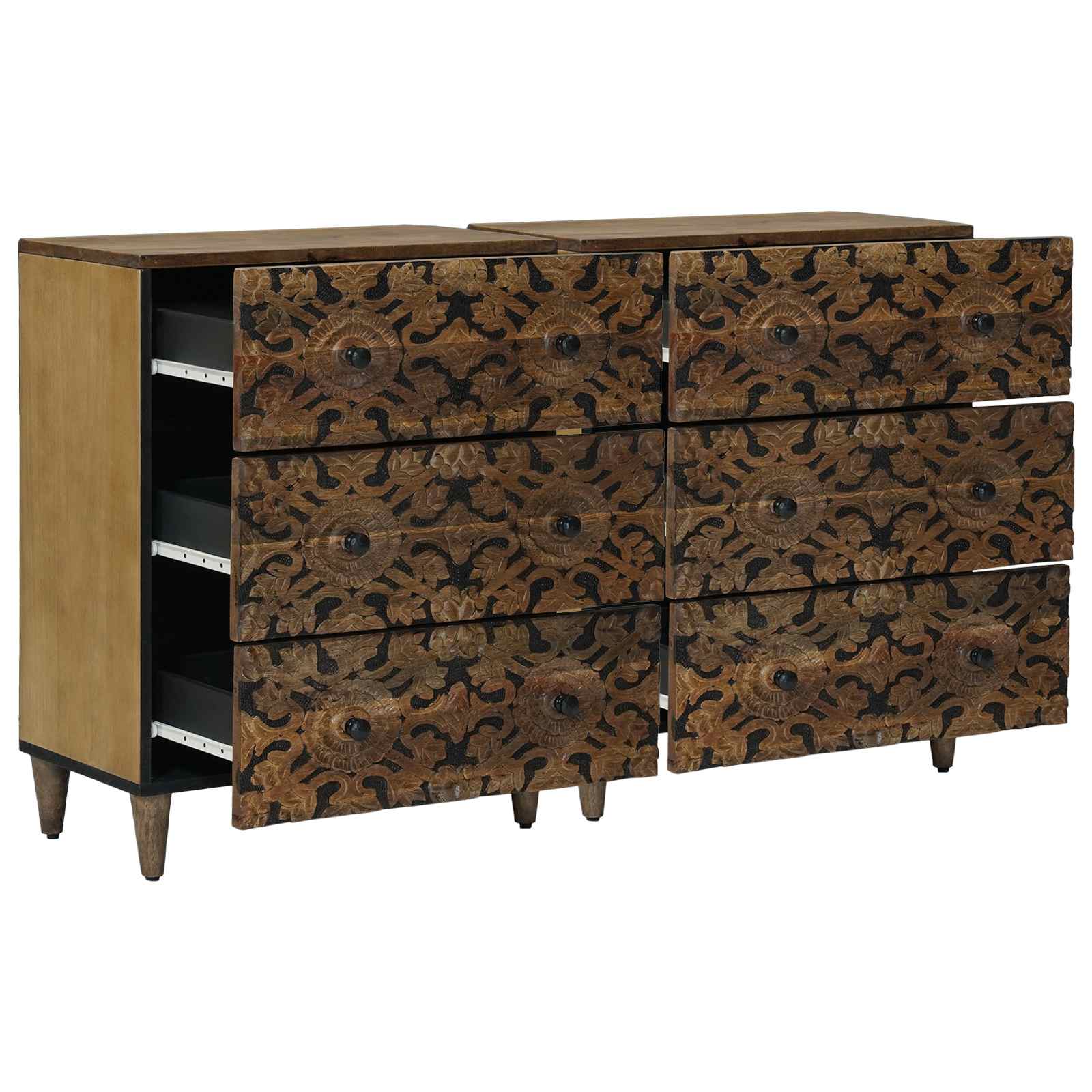 Sideboard 2 stk. 60 x 33,5 x 75 cm Massivholz Mango Braun