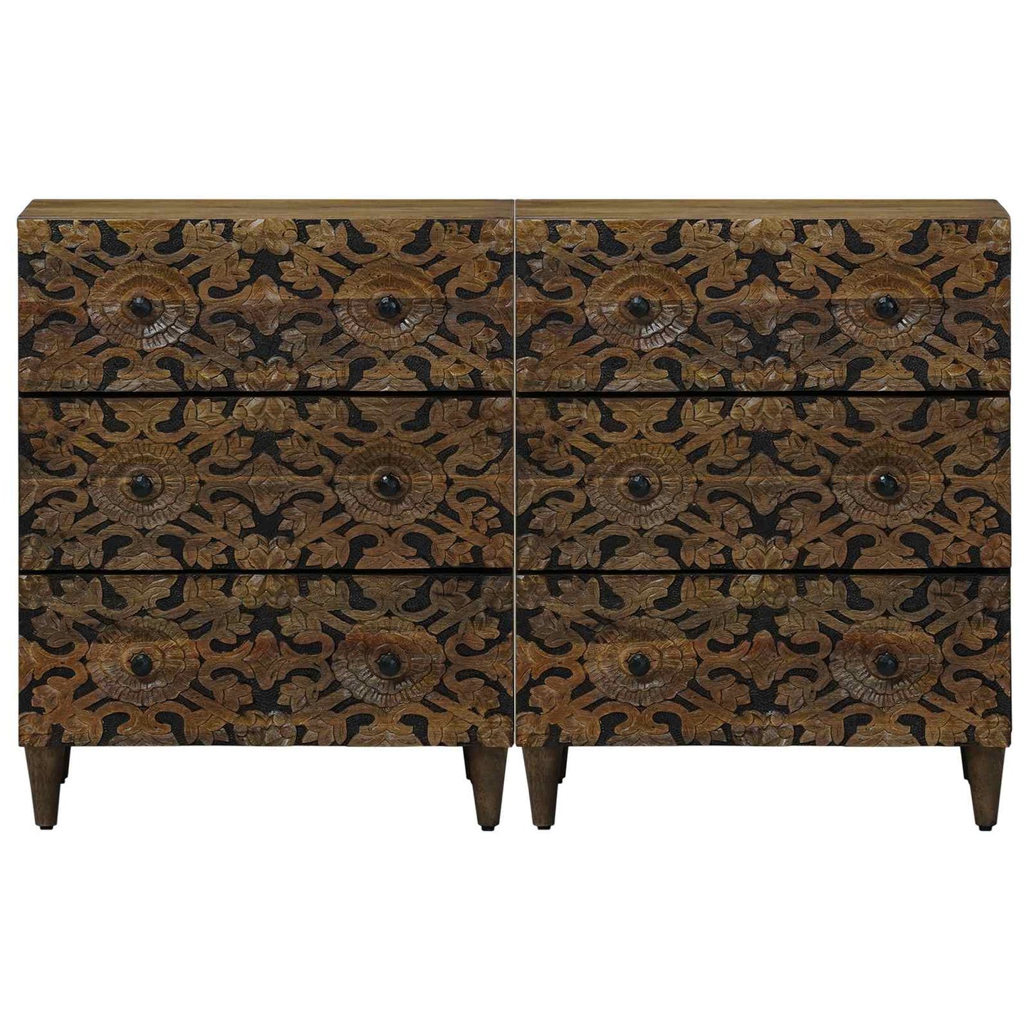 Sideboard 2 stk. 60 x 33,5 x 75 cm Massivholz Mango Braun