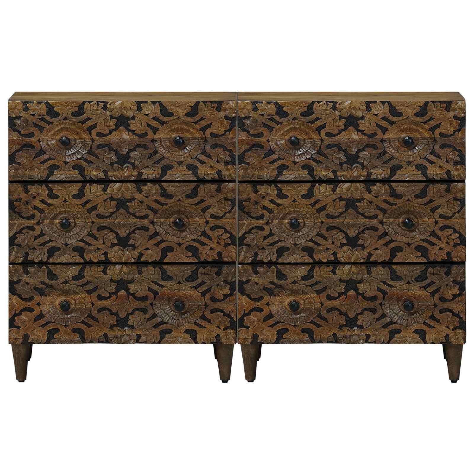 Sideboard 2 stk. 60 x 33,5 x 75 cm Massivholz Mango Braun