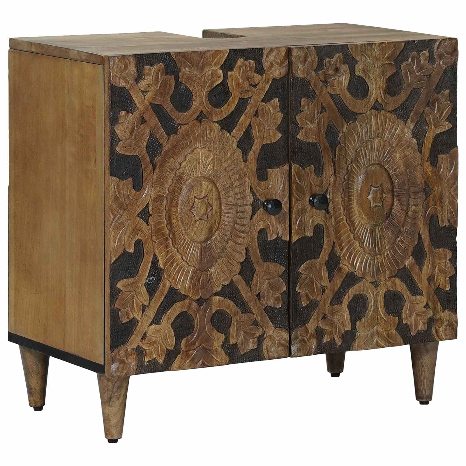 Badezimmermöbel-Set Wandmontiert 2 pcs Braun Massivholz Mango