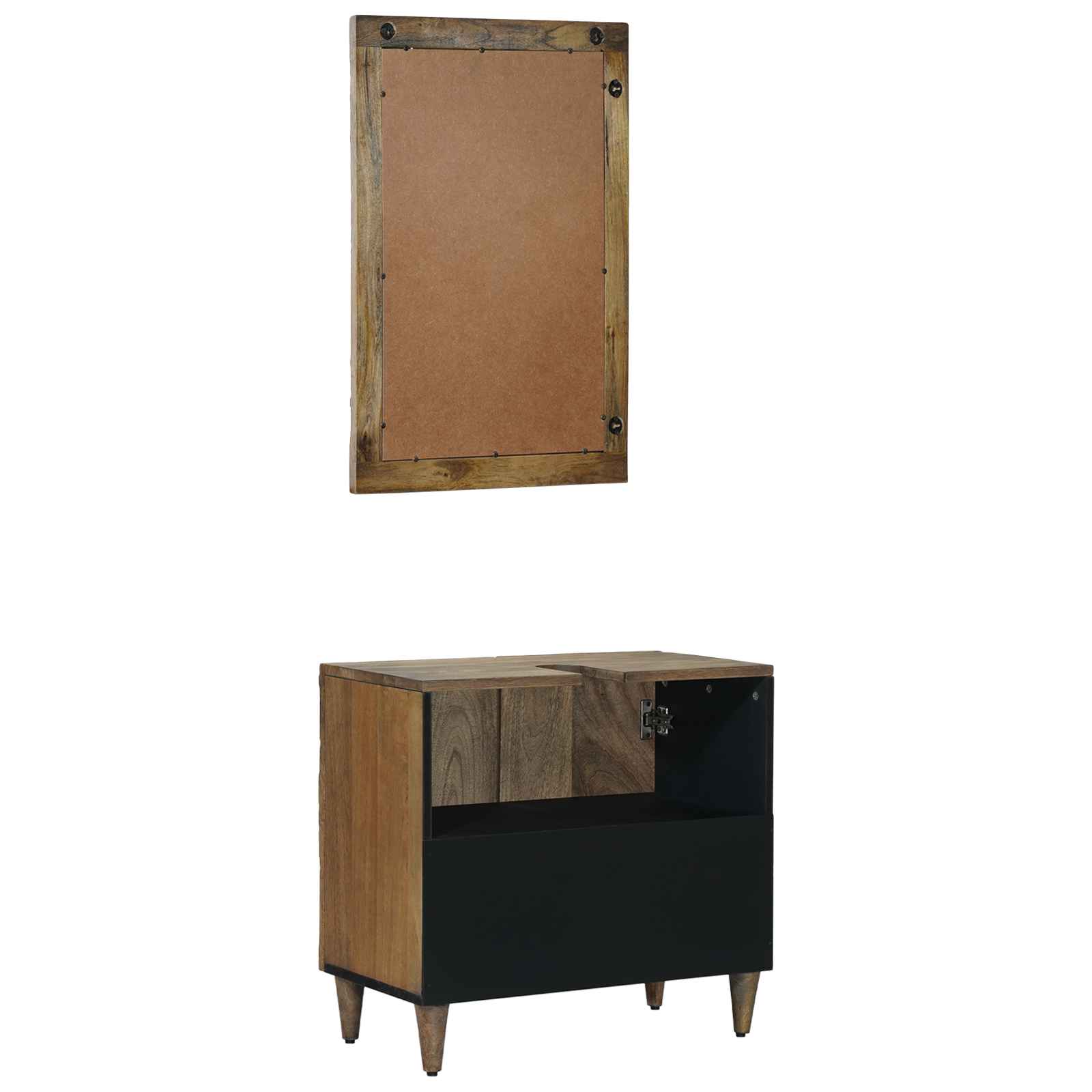 Badezimmermöbel-Set Wandmontiert 2 pcs Braun Massivholz Mango