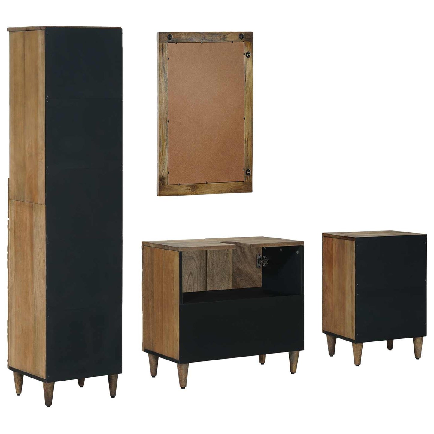 Badezimmermöbel-Set mit Schubladen 4 pcs Braun Massivholz Mango