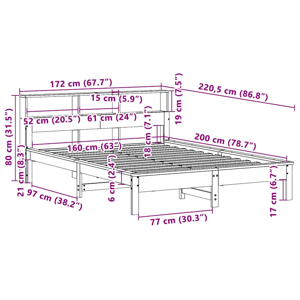 Massivholzbett ohne Matratze Weiß 160x200 Kiefernholz