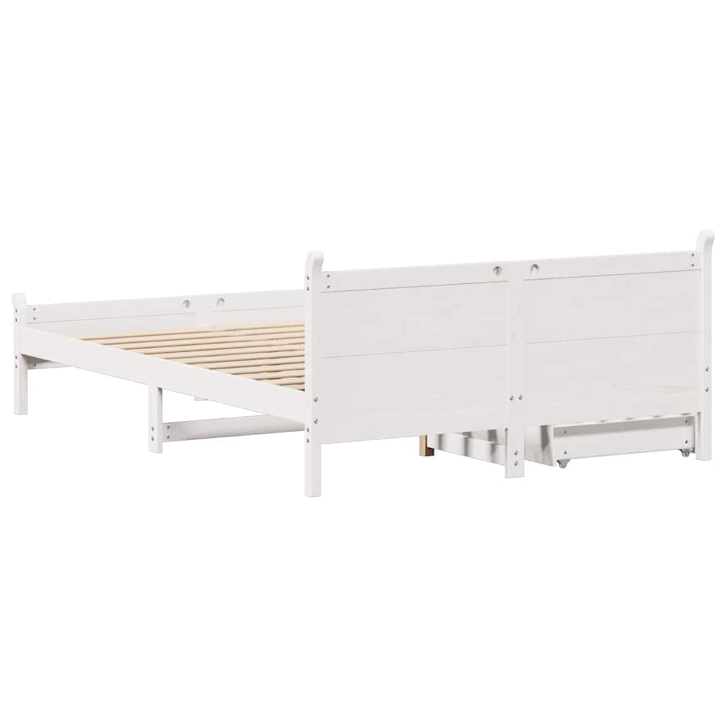 Massivholzbett ohne Matratze Weiß 135x190 cm Kiefernholz