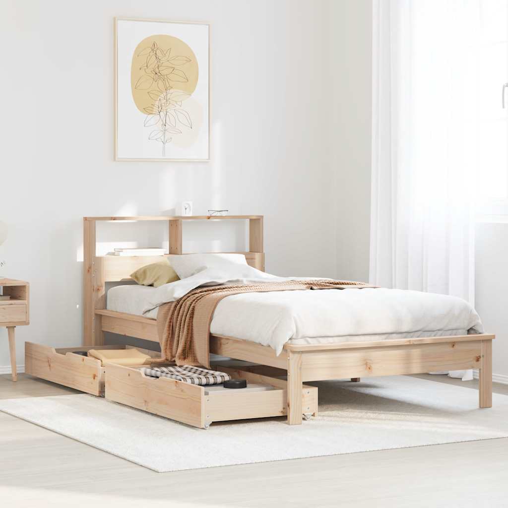 Massivholzbett mit Regal ohne Matratze 90x190 cm Kiefer