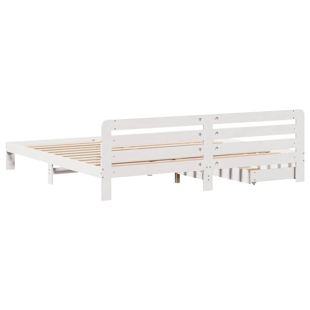 Massivholzbett ohne Matratze Weiß 180x200 cm Kiefernholz