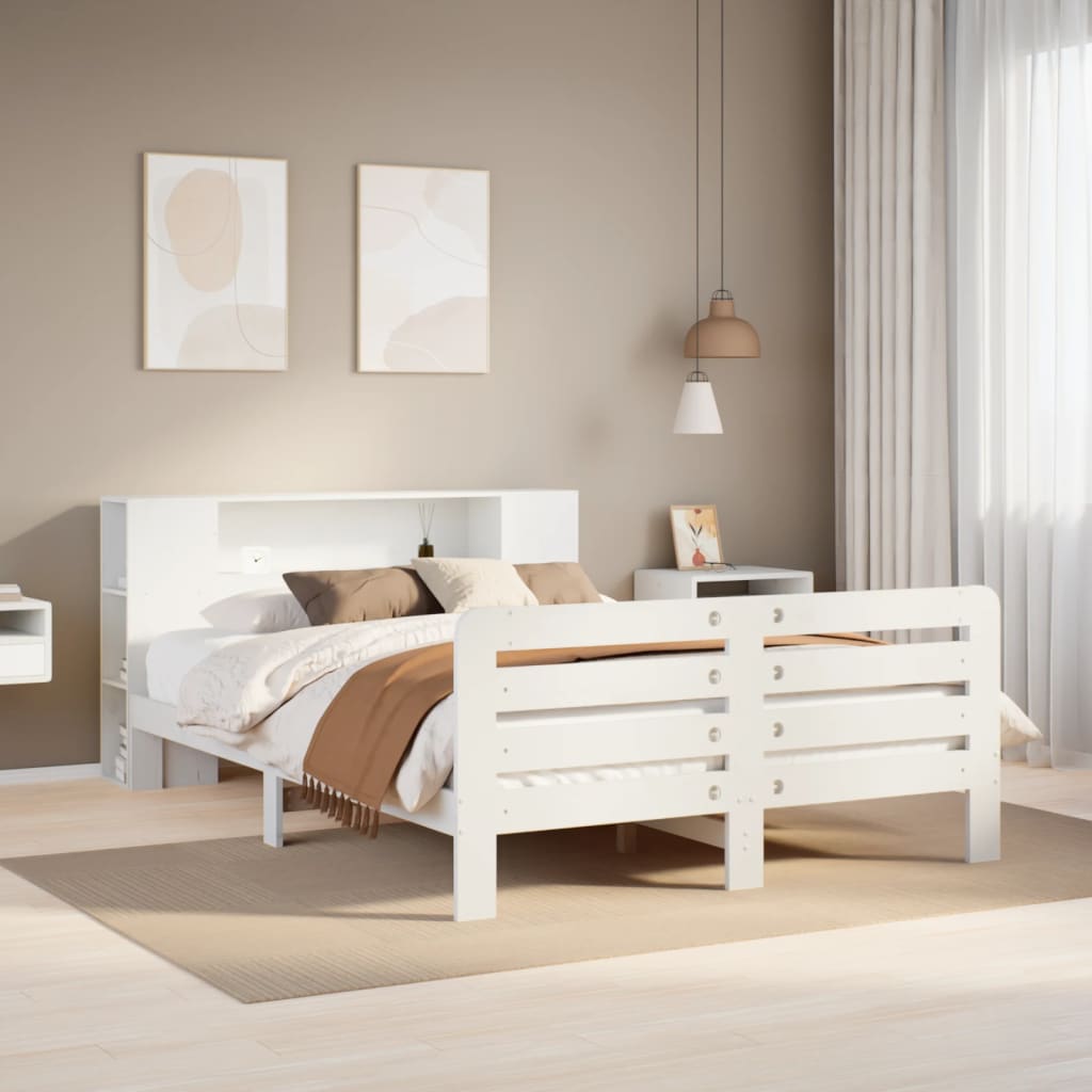 Massivholzbett ohne Matratze Weiß 140x200 cm Kiefernholz