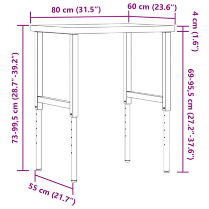 Werkbank 80x60x(73-99,5) cm Massivholz Akazie Rechteckig