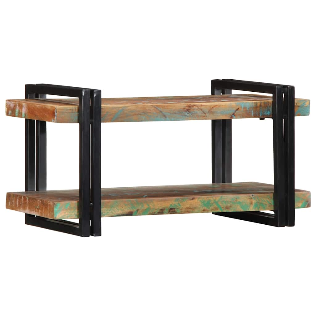 Wall shelf multicolored reclaimed wood solid wood