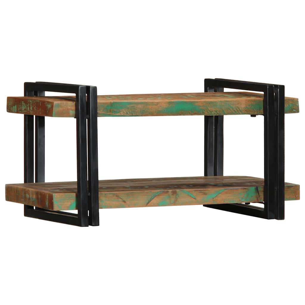 Wall shelf multicolored reclaimed wood solid wood