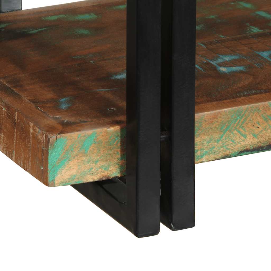 Wall shelf multicolored reclaimed wood solid wood