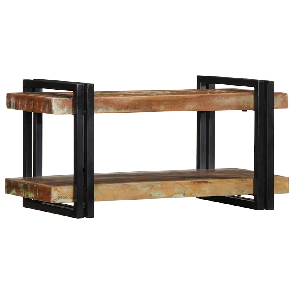 Wall shelf multicolored reclaimed wood solid wood