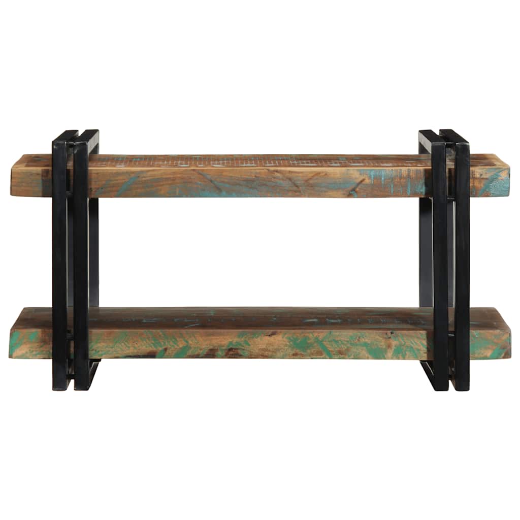 Wall shelf multicolored reclaimed wood solid wood