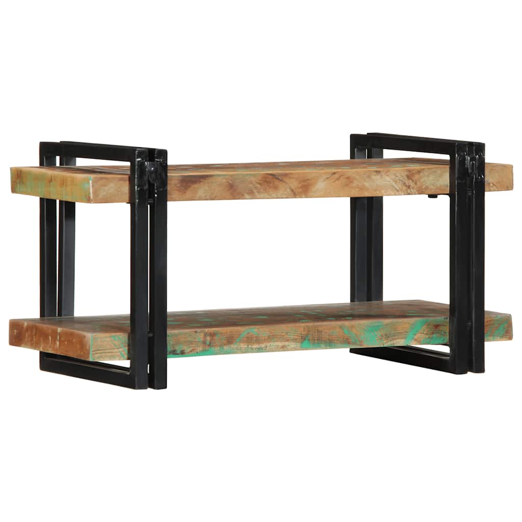 Wall shelf multicolored reclaimed wood solid wood